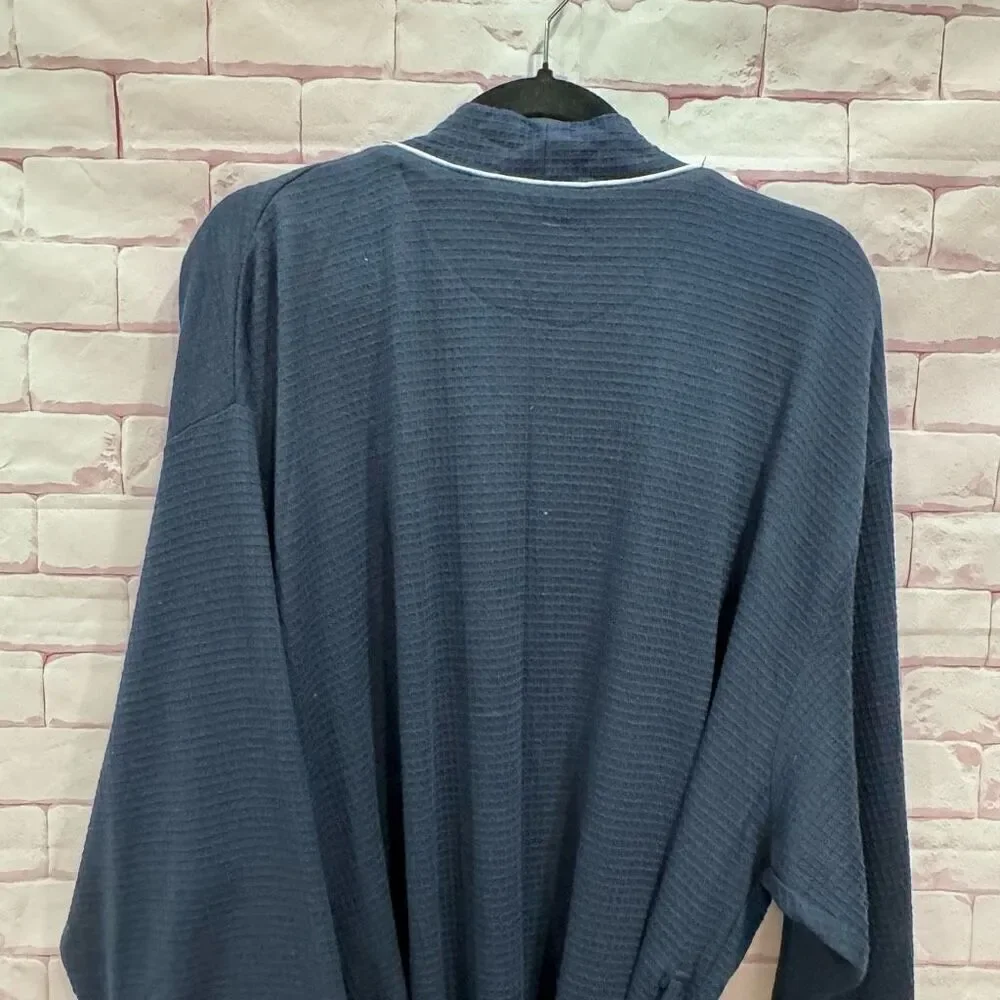 Stanfford men's robe blu‎ and white one size